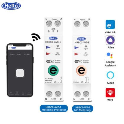 Ewelink 1P+N 63A 110V 220V WIFI Smart Switch Energy Meter Kwh Metering Circuit Breaker Timer Relay Voltage Current Protection